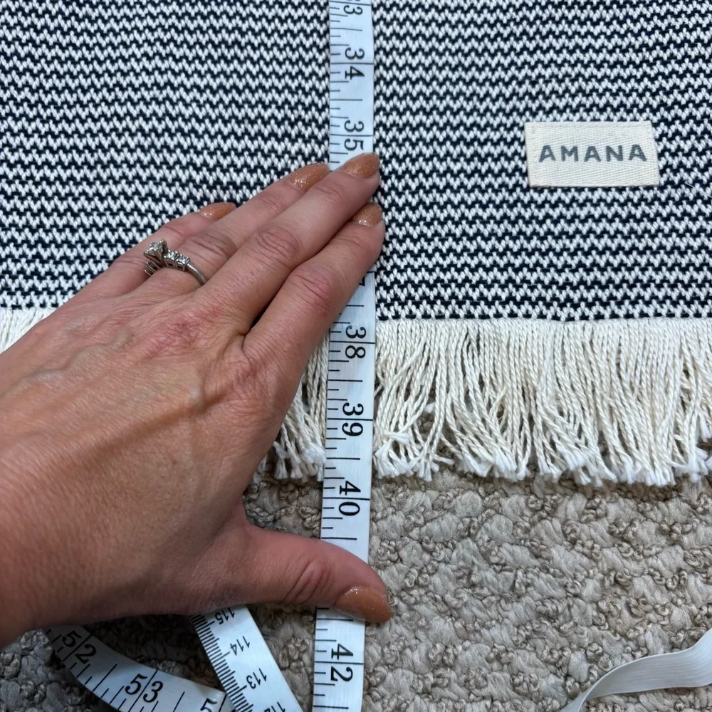 Amana 100% Cotton Woven Fringe End Scarf Made in USA‎